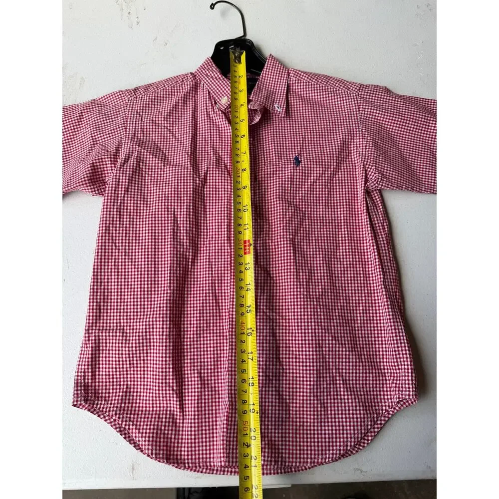Ralph Lauren Boys Size 6 Red Gingham Short Sleeve Button-Down Shirt